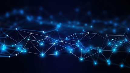 Leinwandbilder - Abstract technology futuristic geometrical and science blue neon background with space for copy. Plexus digital wallpaper. Business presentation concept. Medical structure and artificial intelligence