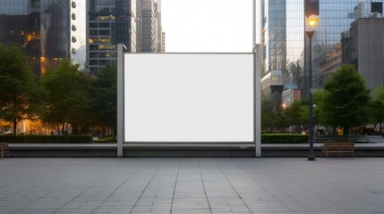 Wall Mural - billboard blank mockup and template empty frame for logo or text on exterior street advertising poster screen city background, modern flat style, outdoor banner advertisement