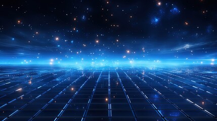 Fototapete - Abstract cyber space environment background. Digital particles grid virtual reality. Graphic concept for your design