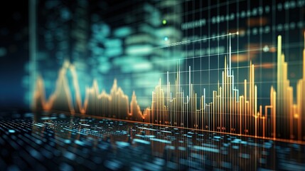 Poster - financial stock market graph on technology abstract background
