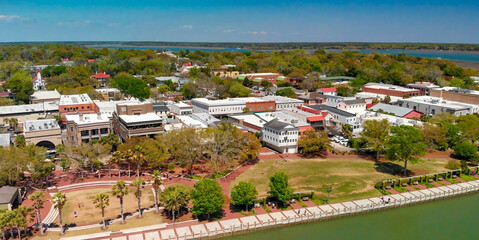 Sticker - Charleston skyline from drone, South Carolina