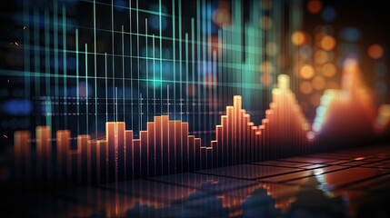 Poster - Financial and technical data analysis graph. Selective focus.