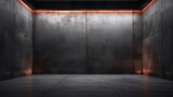 Fototapeta Fototapety do przedpokoju i na korytarz, nowoczesne - Advanced background High end scenario concrete wall 3D rendering booth Exhibition hall Dark technology