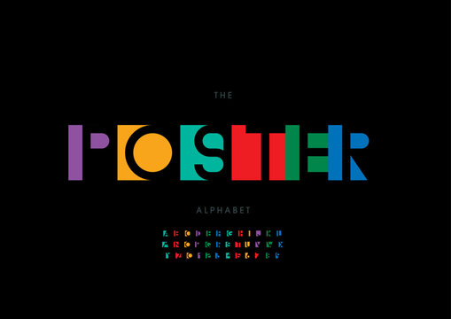 Vector of stylized modern font and alphabet