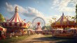 © HN Works - Daytime British colorful carnival fair amusement park rides