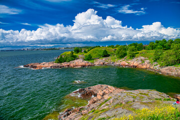 Sticker - Helsinki, Finland - July 4, 2017: The Fortress Of Suomenlinna is an inhabited sea fortress composed of eight islands, of which six have been fortified