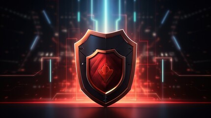 Poster - Computer security and data protection concept with shield icon and padlock