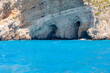 Zakynthos blue waters with the famous blue caves.
