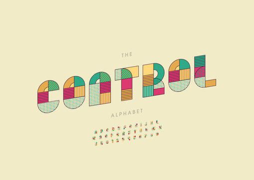 Vector of stylized modern font and alphabet