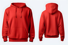 Set Of Red Front And Back View Tee Hoodie