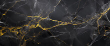 Black Marble Background With Yellow Gold Veins