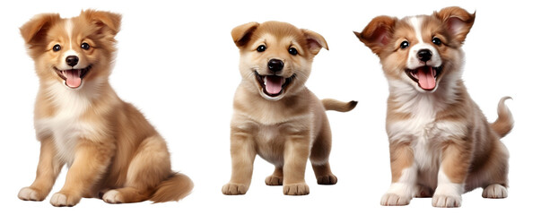 Happy smiling puppy on transparent PNG background, isolated on white background, Generative Ai