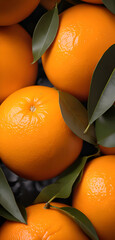 Wall Mural - close-up of oranges with leaves