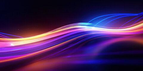 Poster - Abstract background with colorful glowing neon moving high speed line and wave and bokeh lights horizontal to vertical. Data transfer concept, reflect on the floor.