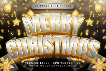 Poster - merry christmas 3d text effect and editable text effect with christmas background