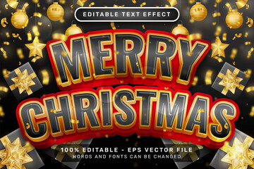 Poster - merry christmas 3d text effect and editable text effect with christmas background