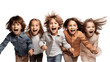 © L - Enthusiastic Children Celebrating Isolated on Transparent or White Background, PNG