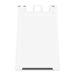 Wall Mural - Sandwich white board realistic vector mockup. A-frame sidewalk sign mock-up. Double sided plastic easel display template for design