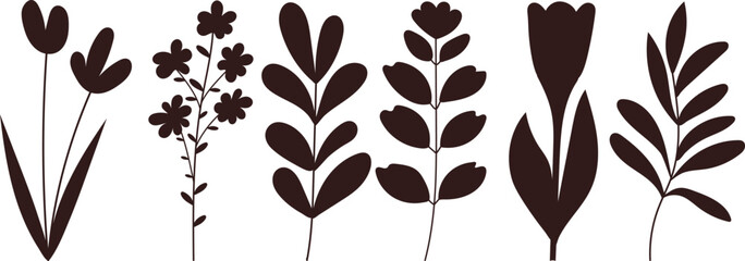 Wall Mural - set of plant silhouettes, on a white background, vector