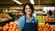 Hispanic female worker in supermarket