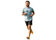 © muse studio - Intensive running cardio training of a sports person who trains every day. A man in sports clothes is running on the street.