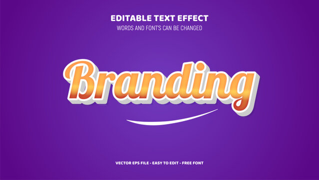 Branding, 3D Editable Text Effect Vector Design.