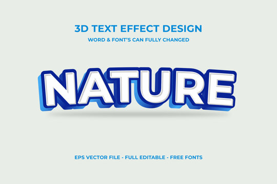 Nature, 3D Editable Text Effect Vector Design.