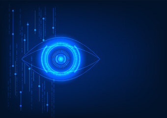 Poster - Iris scanning technology with technology elements and numerical code Media technology security system that uses eye verification to enter the data system