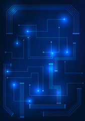 Poster - abstract technology background the dimensional overlapping technology circuit line elements are fasc