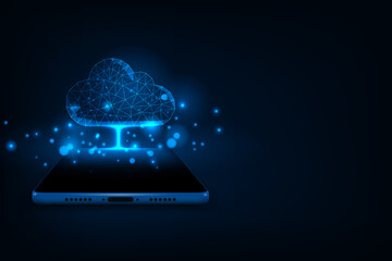 Vector isometric cloud transfer data protection mobile digital and technology concept.