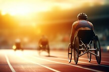 Disabled Athlete At A Sports Competition In A Wheelchair