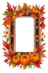 Poster -  frame with pumpkins and autumn leaves graphics for thanksgiving day