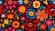 Seamless pattern background of traditional homemade hispanic floral textile with vibrant colors