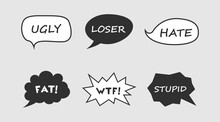 Set Of Curse Speech Bubbles Isolated On Gray Background.