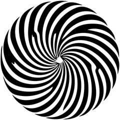 Canvas Print - Black and white swirl, hypnotic circle, illusion illustration, zebra lines, spiral drawing 