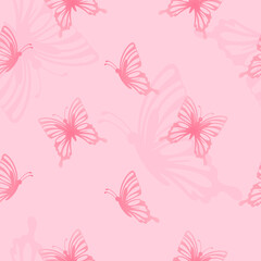 pink butterfly seamless pattern. vector illustration.