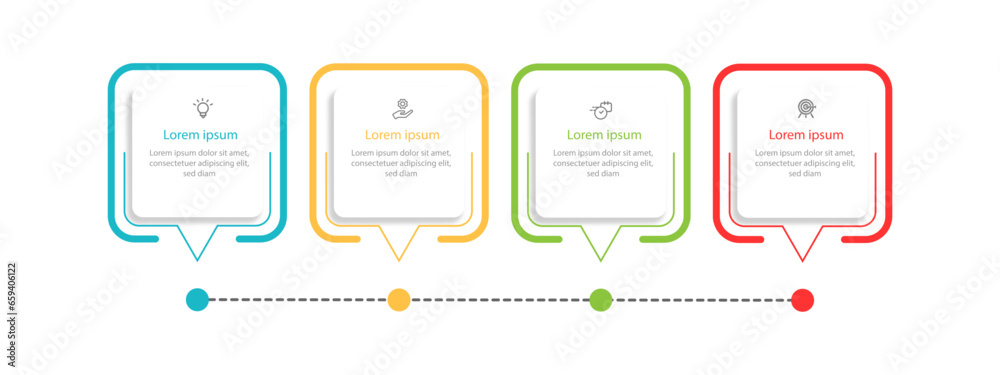 Design template infographic vector element with 4 step process or ...