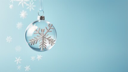 Wall Mural -  a glass ornament with a snowflake design.  generative ai