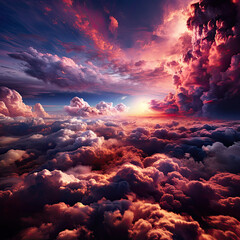 Poster - Dramatic purple red blue clouds on the sky