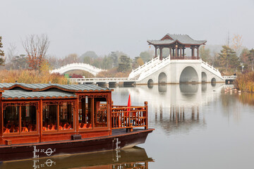 Wall Mural - The misty lake in the early morning