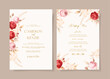 beautiful red pink floral wreath wedding invitation card template