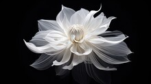  A White Flower With A Black Background Is Seen In This Image.  Generative Ai