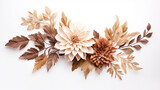 Fototapeta Boho - decoration with dried dahlia wildwood and leaves decoration and boho flower on white background