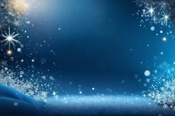 Wall Mural - blue christmas background with snowflakes