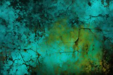 Abstract Painting Neon Blue Light Green Tosca Dark Old Dirt Soil Ground Rusty Decay Broken Distorted Grunge Abstract Texture For Fall And Autumn Background Wallpaper