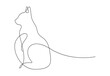 Silhouette of abstract cat in one continuous line drawing on white background vector illustration. Premium vector.