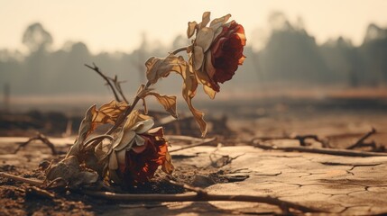 An image of a wilting flower or a dried-up plant