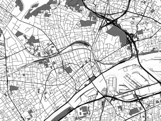 greyscale vector city map of argenteuil in france with with water, fields and parks, and roads on a 