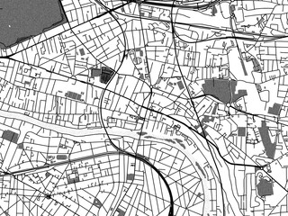 greyscale vector city map of champigny-sur-marne in france with with water, fields and parks, and ro