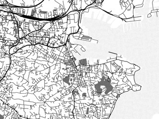 greyscale vector city map of la seyne-sur-mer in france with with water, fields and parks, and roads